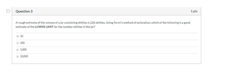 A rough estimate of the volume of a jar containing skittles is 226 skittles. Using-example-1