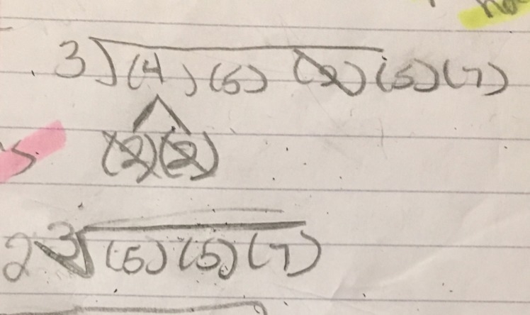 Why is there also a 2 outside of the radical symbol? Is it because there’s one pair-example-1