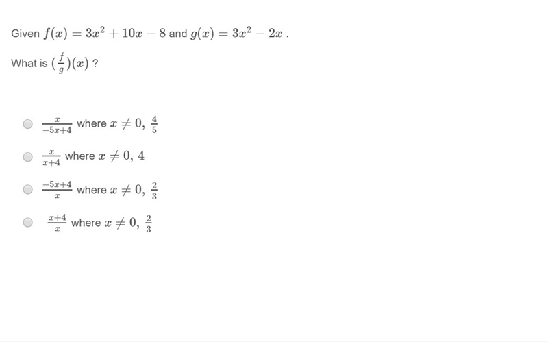 PLEASE HELP ASAP!!! CORRECT ANSWER ONLY PLEASE!!! What is (f/g)(x) ?-example-1