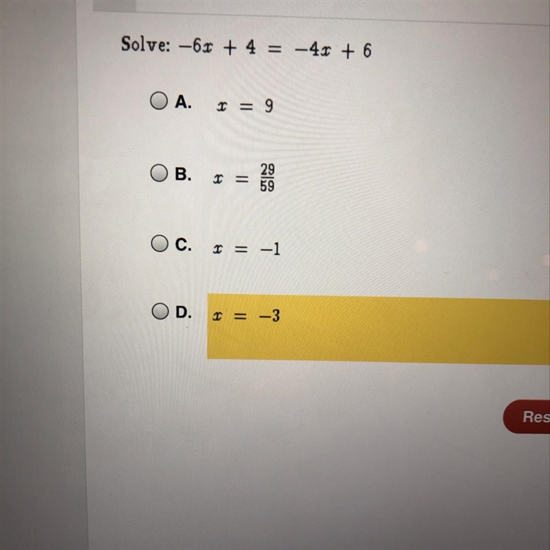 Solve: -6x + 4 = -4r + 6-example-1