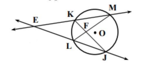 Given: measurement of arc LJ =4x+50°, measurement of arc KM=6x, measurement of arc-example-1