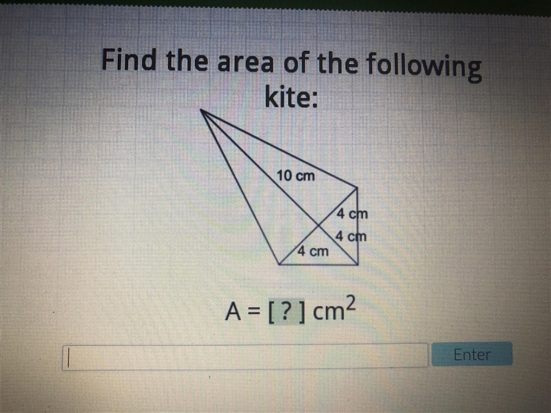 Please help me find the area of this kite-example-1