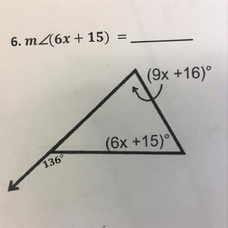 HELPPP!!! 10 PTS! M angle (6x + 15) = _____-example-1