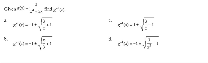 Find g^-1(x) A B C D-example-1