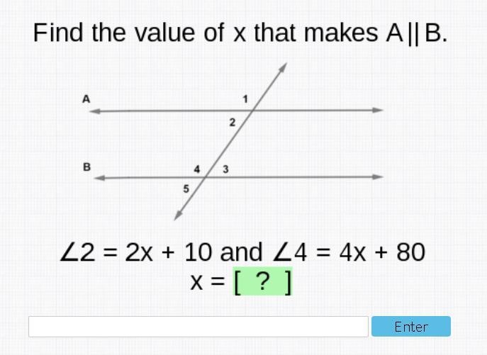 Find the value of x that makes a || b-example-1