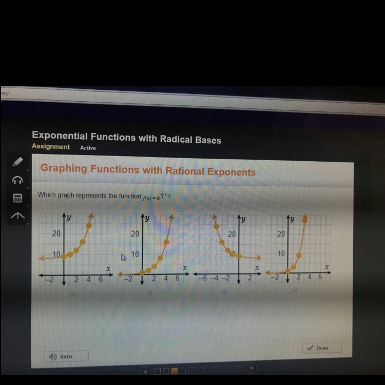 What graph represents the function f(x) = 8 1/3^x?-example-1