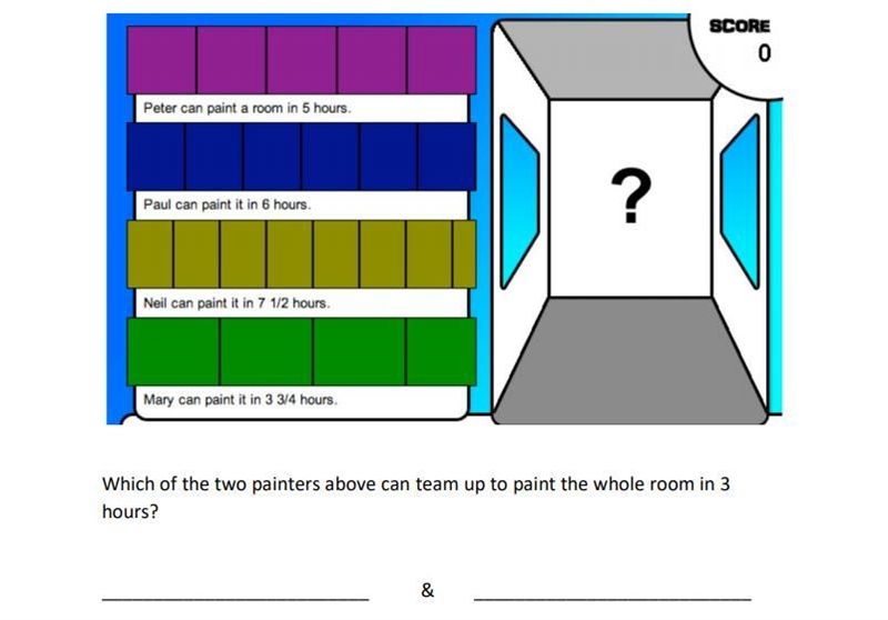 Which of the two painters above can team up to paint the whole room in 3 hours?-example-1