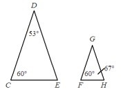 Are the two triangles similar? How do you know? Please explain! Thanks a ton.-example-1