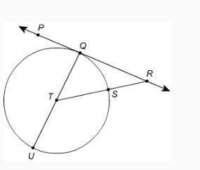 Please help! What is the tangent of ∠QTR if line PR is tangent to circle T at Q, and-example-1