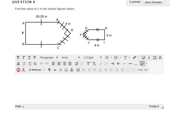 Find the value of y in the similar figures below.-example-1