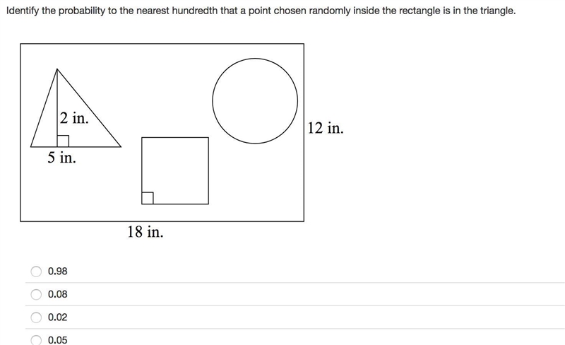 Identify the probability to the nearest hundredth that a point chosen randomly inside-example-1