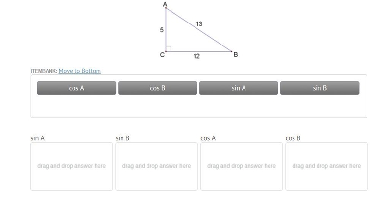 I need help with this question. For the right triangle shown match the equivalent-example-1