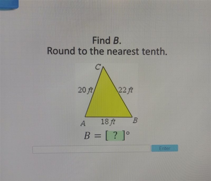 Find B. Round to the nearest tenth!!!!! please help ASAP!!!!!!! trigonometry!!!!!​-example-1