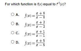 PLATO: can somebody please help me; For which function is f(x) equal to f-1(x)?-example-1