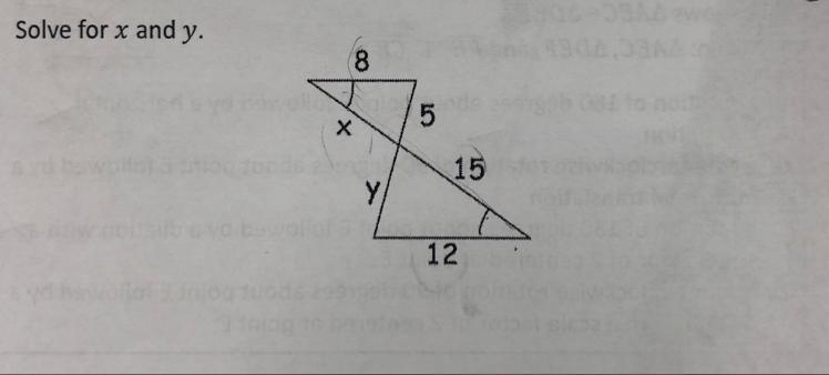 Solve for x and y. Could someone explain how to this, I forgot the concept I'm in-example-1