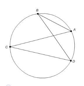 In the circle m∠ACD=2x+14 and m∠ABD=3x+8 what is the value of x-example-1