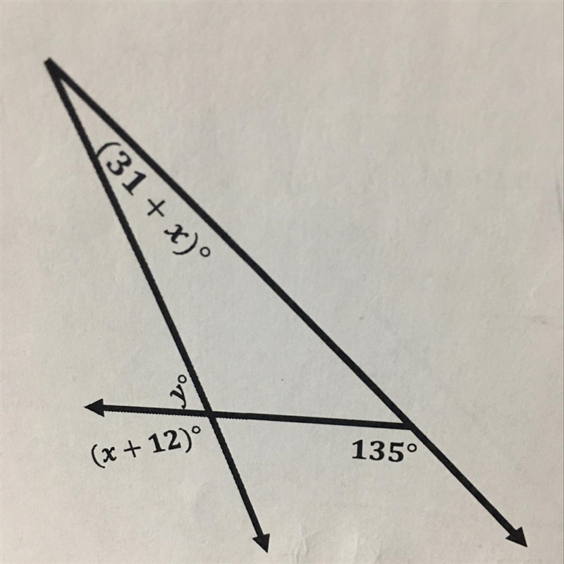 HELPPP!!!! 10 PTS!! Find the missing information x = _____ y = _____ m angle (x + 12) = _____-example-1