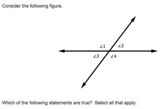 Which of the following statements are true? Select all that apply: 1) angle 2 and-example-1