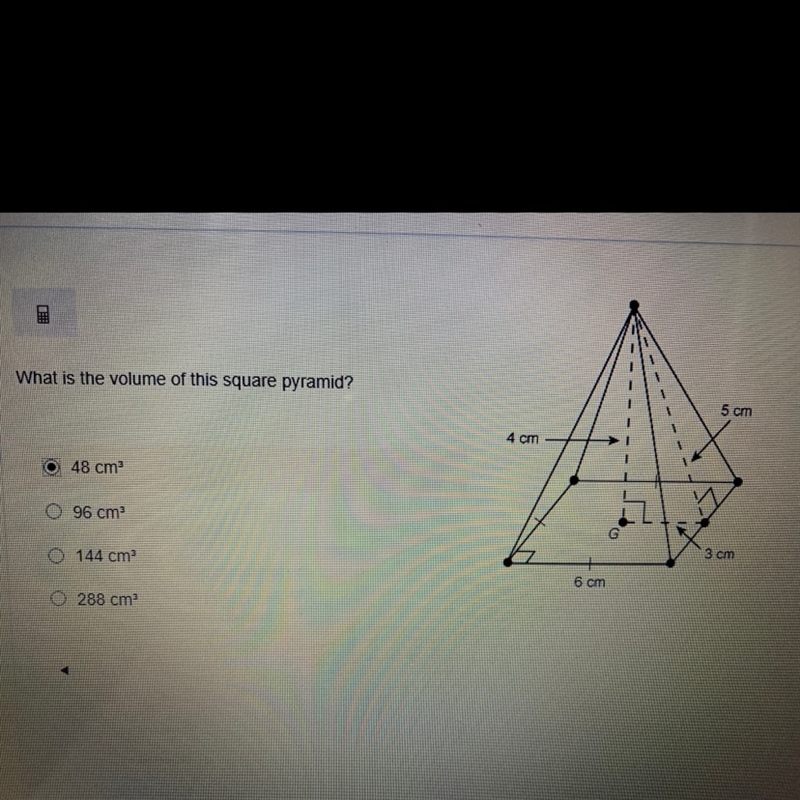 What is the volume of this square pyramid?-example-1