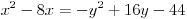 What is the center of the circle given by the equation below? A. (-4 , -8) B. (4 , -8) C-example-1