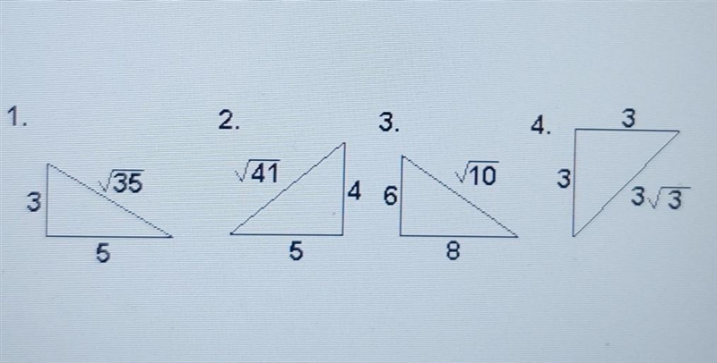 Which of the triangles are right triangles? (check all that apply.) ​-example-1