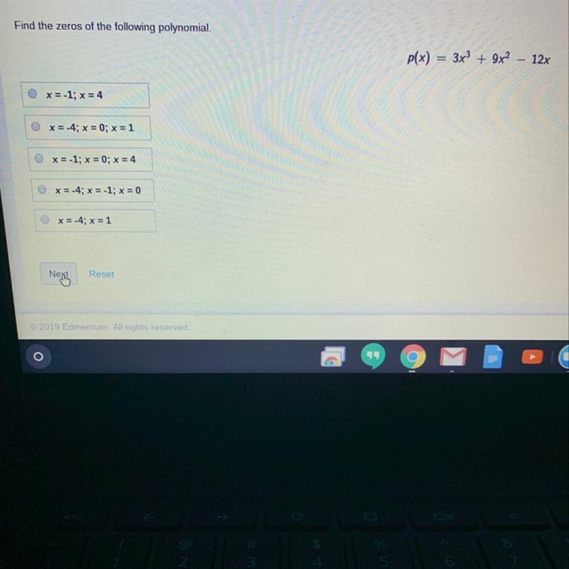 Find the zeros of the following polynomial. 3x3 + 9x2 - 12x-example-1