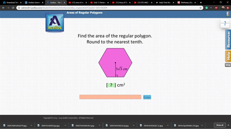 Find the area of regular polygon. can anyone help me been stuck with this for hours-example-1