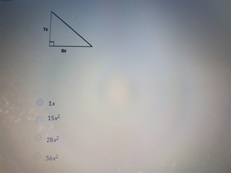 Express the area of this triangle as monomial.-example-1