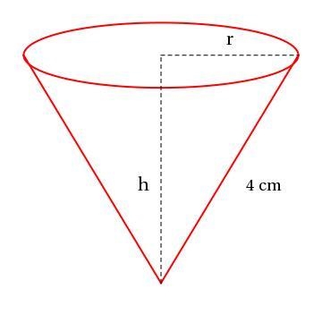 A conical cup is made from a circular piece of paper with radius 4 cm by cutting out-example-2