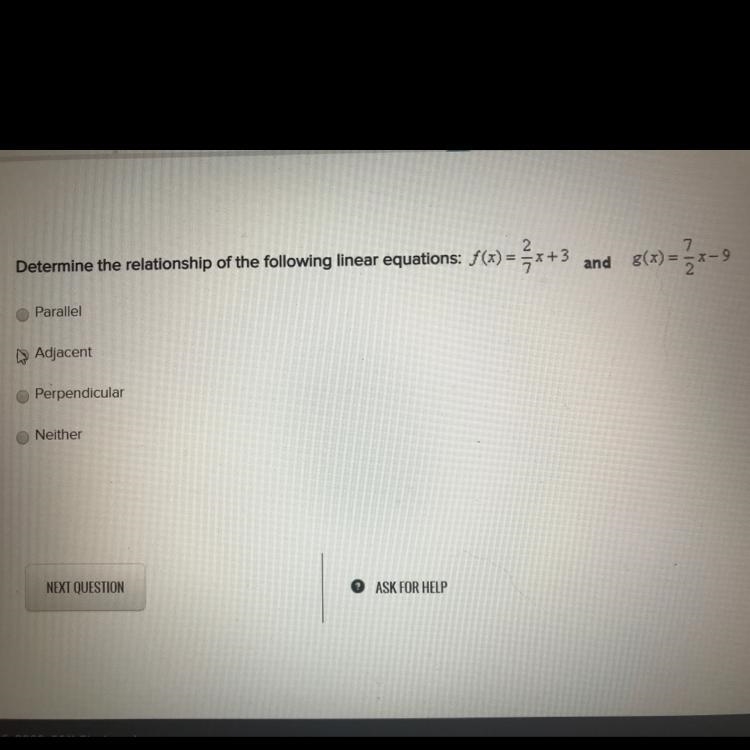 Please help determine the relationship of the following linear equations-example-1