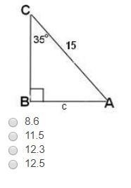 In the triangle below, determine the value of c.-example-1