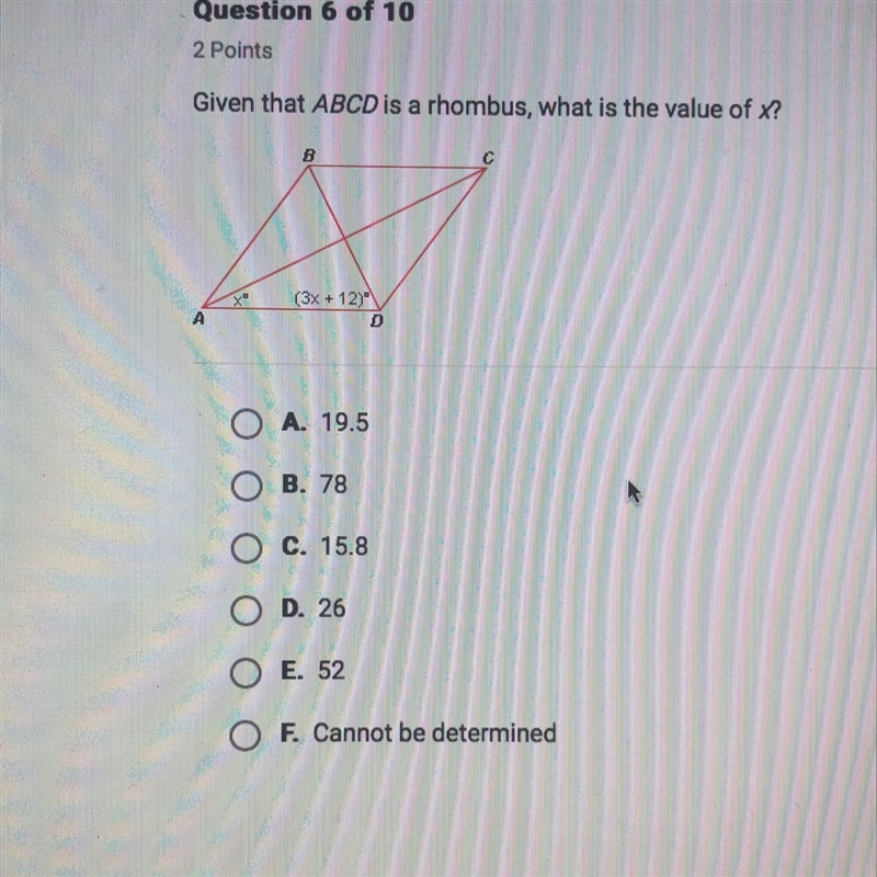 Given that ABCD is a rhombus, what is the value of x-example-1