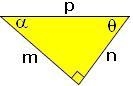 If n = 44 mm and p = 67 mm, what is the measure of angle θ? A. 41° B. 57° C. 49° D-example-1