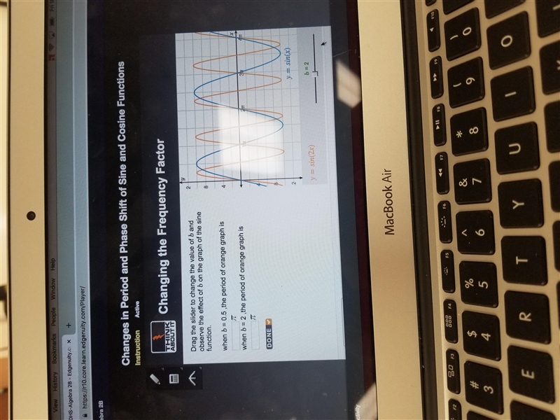 When b= 0.5, the period of orange graph is _ pi When b= 2, the period of orange graph-example-2