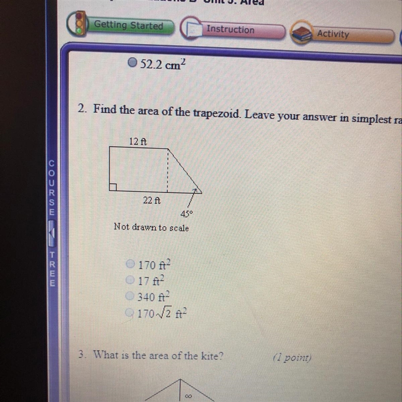 Find the area of the trapezoid. leave your answer in simplest radical form.-example-1