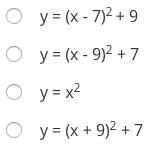 Write in vertex form a quadratic that has vertex of (7, 9) Options in image.-example-1