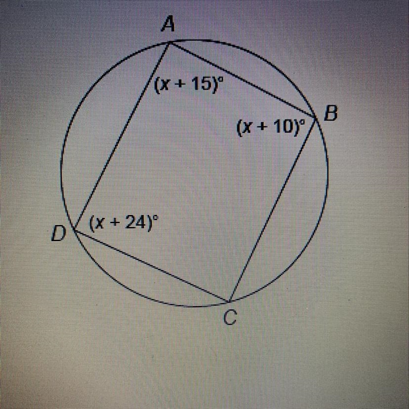 Quadrilateral ABCD is inscribed in a circle. What is the measure of angle C? Show-example-1