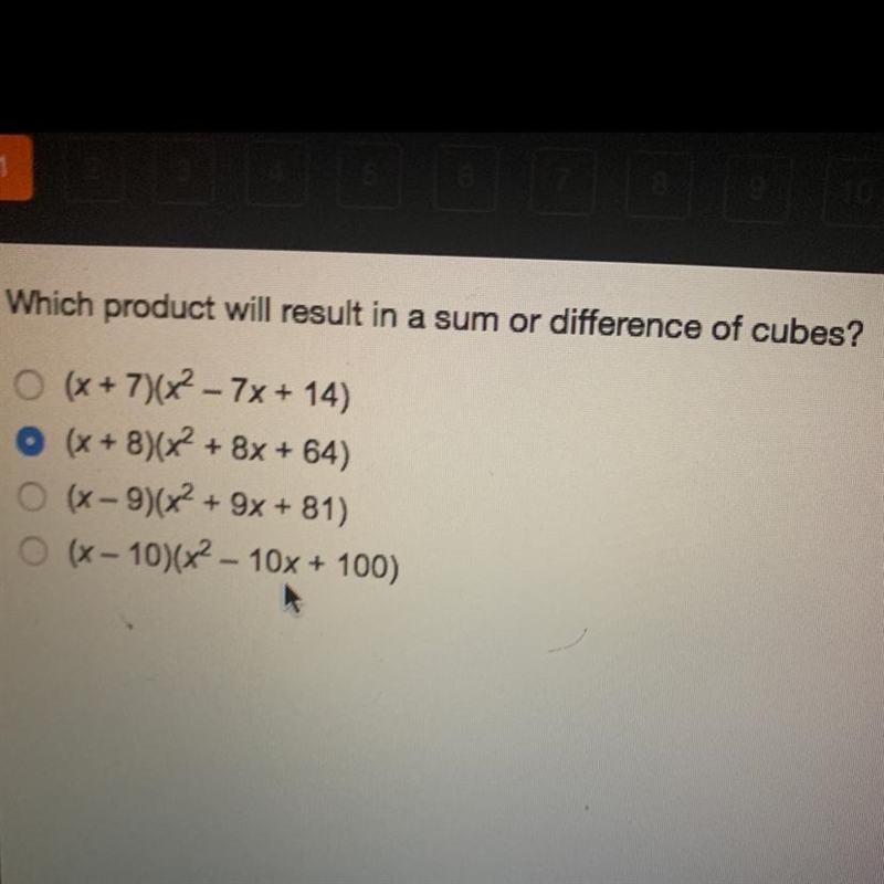 Which Product will result in a cell or difference of cubes? Pls do not give any joke-example-1