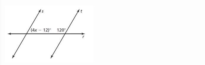 If line s and line t are parallel lines cut by transversal line r, what is the value-example-1