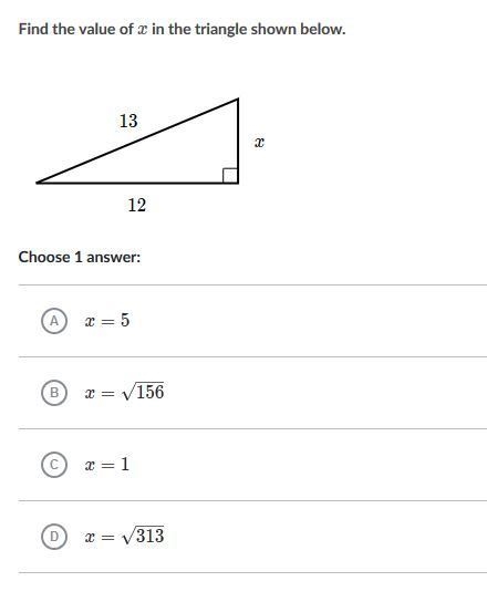 Find the value of x in the triangle shown below.-example-1