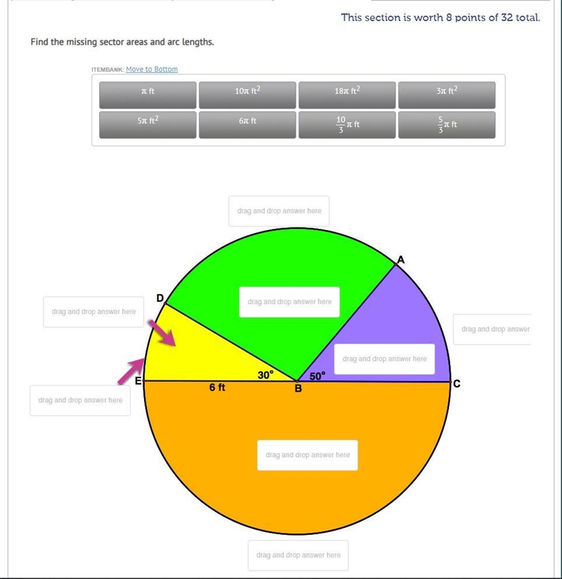 PLEASE HELP 30+ POINTS Find the missing sector areas and arc lengths.-example-1