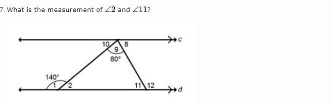 What is the measurement of ∠2 and ∠11?-example-1