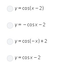 Which equation represents the graph of y= cosx reflected across the x-axis then shifted-example-1