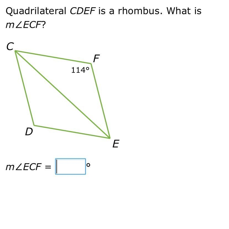 Quadrilateral CDEF is a rhombus. What is ECF?-example-1