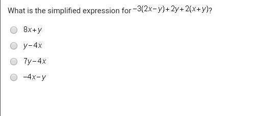 What is the simplified expression for -3(2x-y) + 2y + 2(x+y)?-example-1