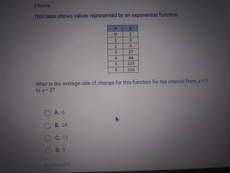 This table shows values represented by an exponential function.-example-1