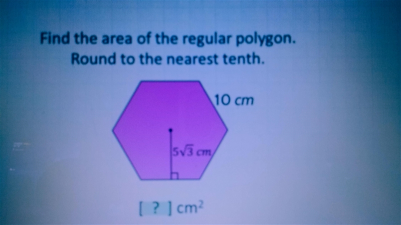 Find the area of the regular polygon. Round to the nearest tenth. Please & Thank-example-1