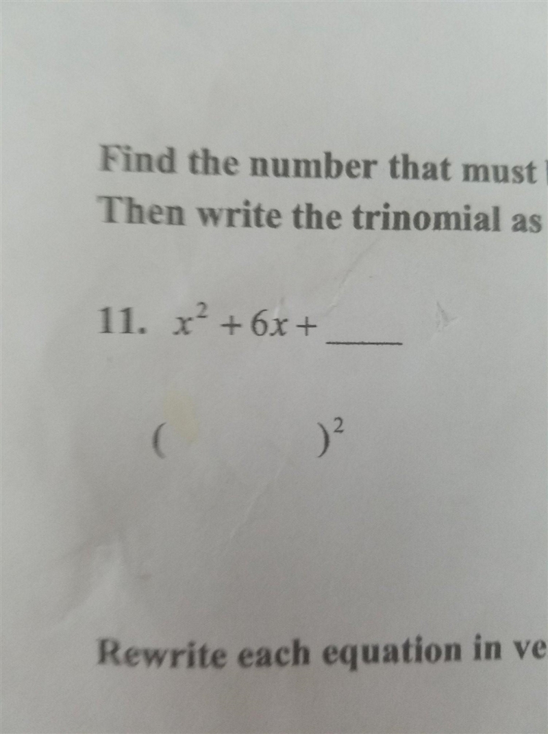 Find the number that must be added to each expression to form a perfect square trinomial-example-1