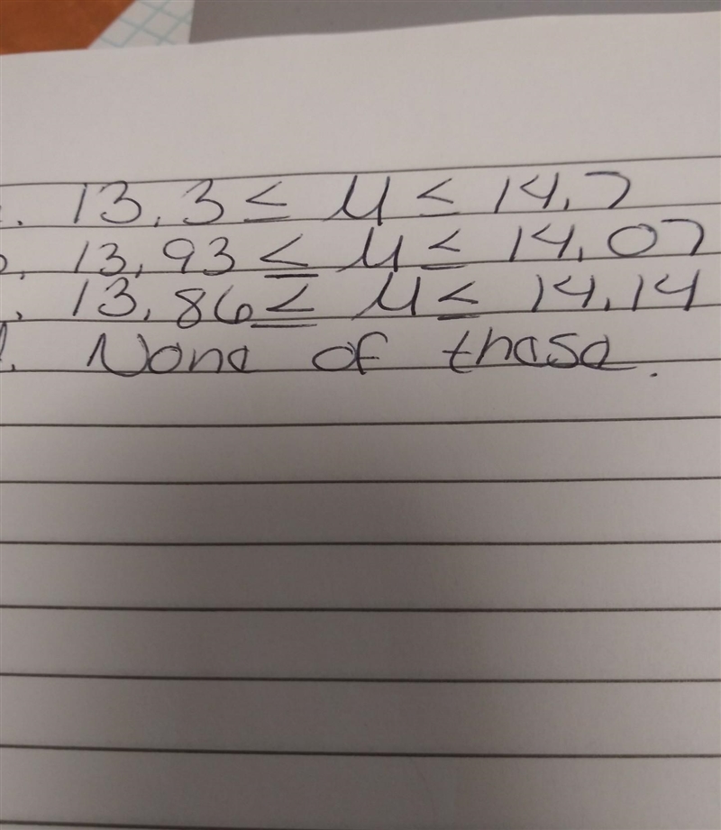 A sample of 100 cans of peas shown an average weight of 14 oz with a standard deviation-example-1