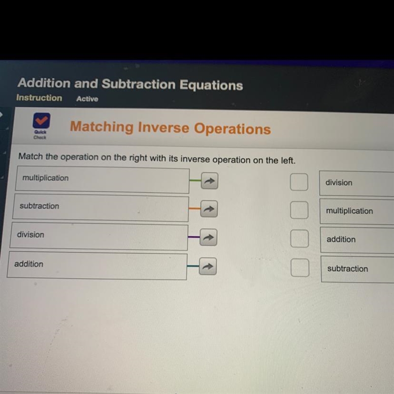 Match the operation on the right with its inverse operation on the left-example-1